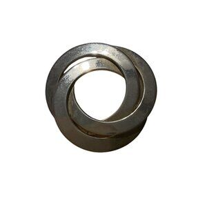 Interlocking Metal Circle Brooch Pin Silver Tone Jewelry Accessory